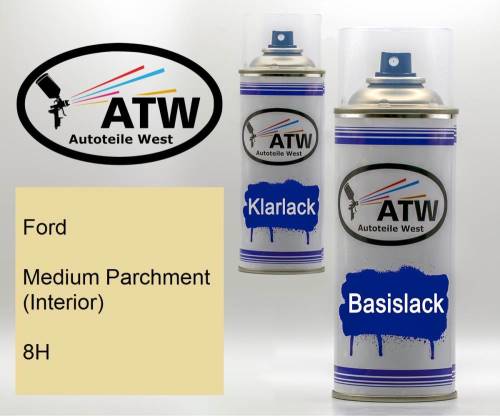 Ford, Medium Parchment (Interior), 8H: 400ml Sprühdose + 400ml Klarlack - Set, von ATW Autoteile West.